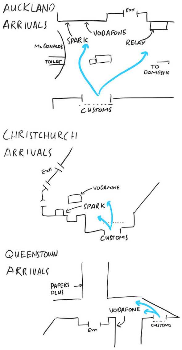 Map to New Zealand SIM cards